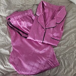 Pink Satin Pajama Set - XL